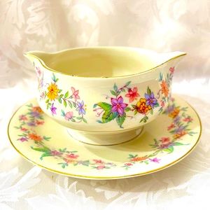7 Theodore Haviland dinnerware set 3 Cups, 3 Saucers and 1 gravy Boat with Dish.